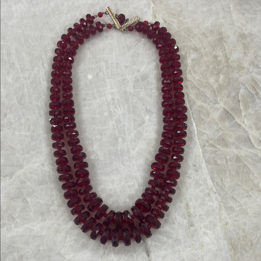 Ruby Red Beaded Necklace